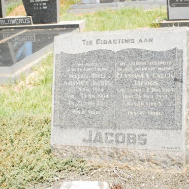 JACOBS Michael Johannes 1904-1994 &amp; Classina S. 1903-1954