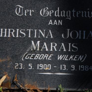 MARAIS Christina Johanna nee WILKEN 1900-1984