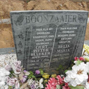BOONZAAIER Gert Pieter Bleeker 1939-2009 &amp; Belia Maria 1931-