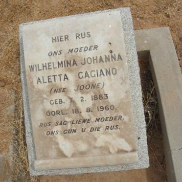 GAGIANO Wilhelmina Johanna Aletta nee JOONE 1883-1960