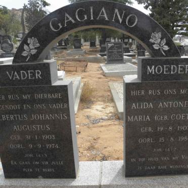 GAGIANO Albertus Johannes Augustus 1903-1974 &amp; Alida Antonetta Maria COETZEE 1907-1980