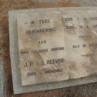 HEEVER J.P., v.d. nee V. NIEKERK 1882-1959