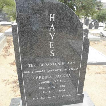 HAYES John Johannes 1893-1977 &amp; Gerdina Jacoba GAGIANO 1895-1974
