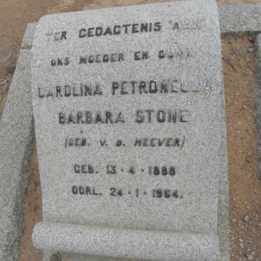 STONE Carolina Petronella Barbara nee V.D. HEEVER 1888-1964