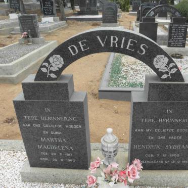 VRIES Hendrik Sybrand, de 1900-1969 &amp; Martha Magdalena 1917-1993
