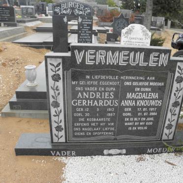 VERMEULEN Andries Gerhardus 1913-1987 &amp; Magdalena Anna KNOUWDS 1917-2004
