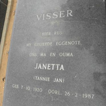 VISSER Janetta 1920-1987