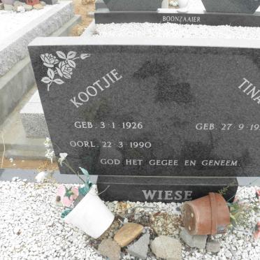 WIESE Kootjie 1926-1990 &amp; Tina 1930-