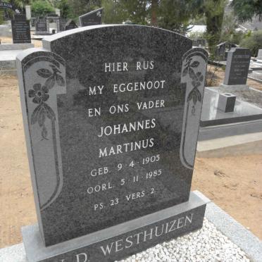 WESTHUIZEN Johannes Martinus, van der 1905-1985