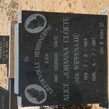CLOETE Alice Johanna nee WIPPENAAR 1904-1987