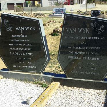 WYK Jacobus, van 1912-1998 &amp; Johanna Elizabeth 1910-1991