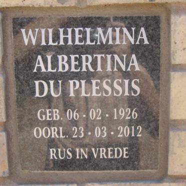PLESSIS Wilhelmina Albertina, du 1926-2012