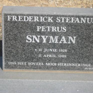 SNYMAN Frederick Stefanus Petrus 1928-1989