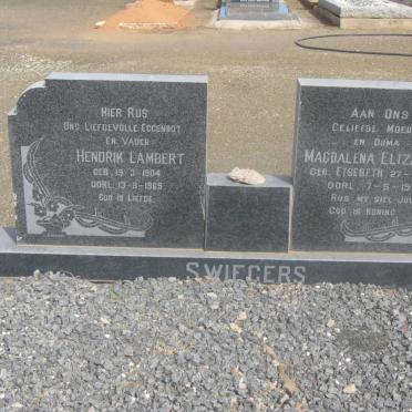 SWIEGERS Hendrik Lambert 1904-1965 &amp; Magdalena Elizabeth ETSEBETH 1910-1978