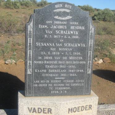 SCHALKWYK Jacobus Hendrik, van 1877-1956 &amp; Susanna BOSMAN 1878-1956