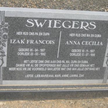 SWIEGERS Izak Francois 1907-1992 &amp; Anna Cecilia 1907-1995