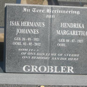 GROBLER Isak Hermanus Johannes 1921-2012 &amp; Hendrika Margaretha 1927-