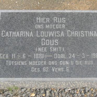 GOUS Catharina Louwisa Christina nee SMIT 1881-1961