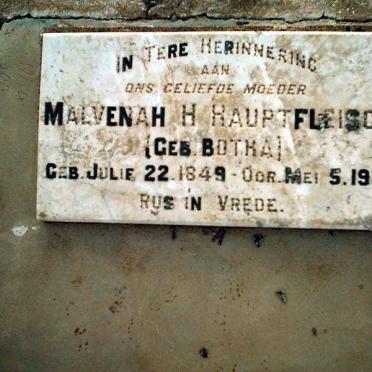 HAUPTFLEISCH Malvenah H. nee BOTHA 1849-1913