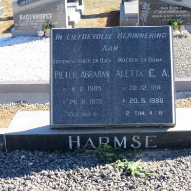 HARMSE Pieter Abraham 1905-1975 &amp; Aletta C.A. 1911-1986 :: HARMSE Jacobus Daniel 1946-1996
