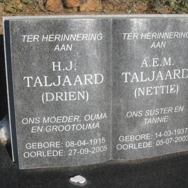 TALJAARD H.J. 1915-2005 :: TALJAARD A.E.M. 1937-2003