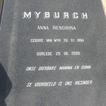 MYBURGH Anna Hendrina nee van WYK 1904-2009
