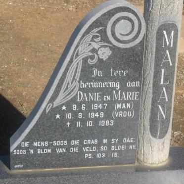 MALAN Danie 1947-1983 &amp; Marie 1949-1983