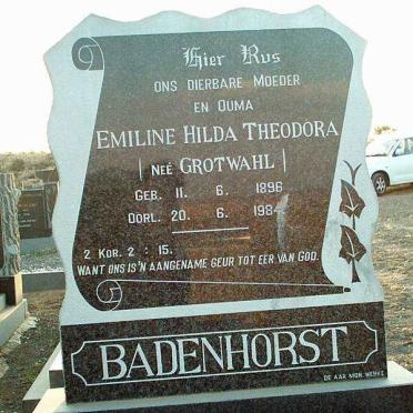 BADENHORST Emiline Hilda Theodora geb GROTWAHL 1896-1984