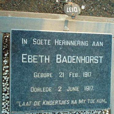 BADENHORST Ebeth 1917-1917