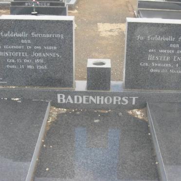 BADENHORST Christoffel Johannes 1891-1968 &amp; Hester Engela SWIEGERS 1897-1992