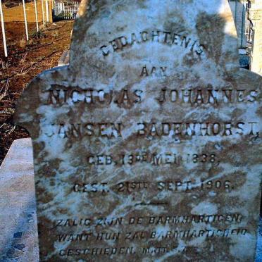 BADENHORST Nicholas Johannes Jansen 1838-1906