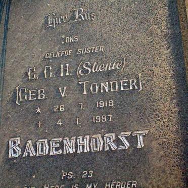 BADENHORST G.C.H. geb VAN TONDER 1918-1997