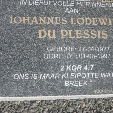 PLESSIS Johannes Lodewikus, du 1927-1997