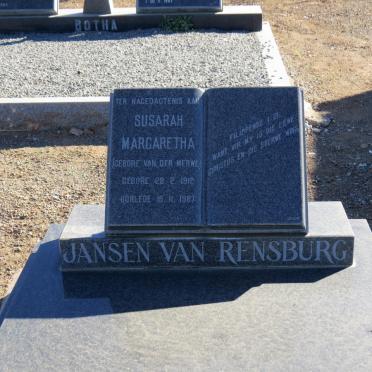 RENSBURG Susarah Margaretha, Jansen van nee VAN DER MERWE 1912-1987