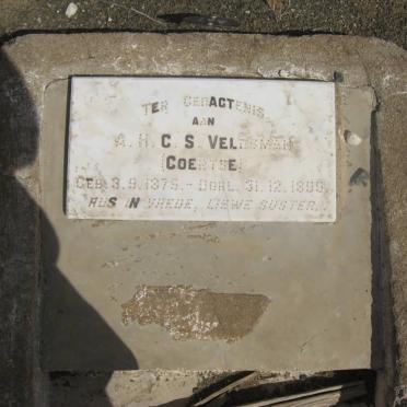 VELDSMAN A.H.C.S. nee COERTSE 1875-1899