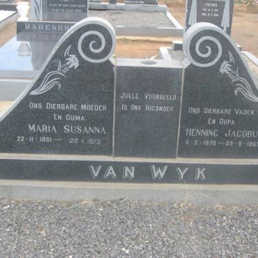 WYK Henning Jacobus, van 1876-1969 &amp; Maria Susanna 1881-1973