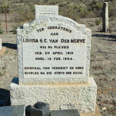 MERWE Louisa H.C., van der nee DU PLESSIS 1916-1954