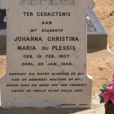 PLESSIS Johanna Christina Maria, du 1907-1948