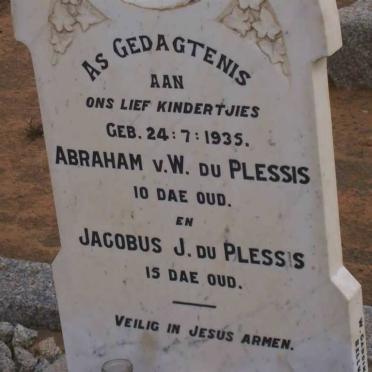 PLESSIS Abraham v. W., du 1935-1935 :: DU PLESSIS Jacobus J. 1935-1935