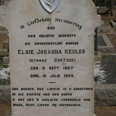 KEULER Elsie Johanna nee COETZEE 1867-1934