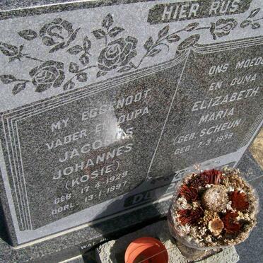 PLESSIS Jacobus Johannes, du 1929-1997 &amp; Elizabeth Maria SCHEUN 1939-