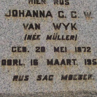 WYK Johanna C.C.W., van nee MULLER 1872-1952