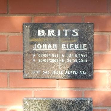 BRITS Johan 1941-2002 &amp; Riekie 1941-2014
