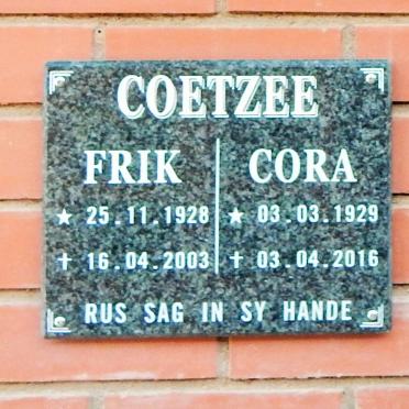 COETZEE Frik 1928-2003 &amp; Cora 1929-2016