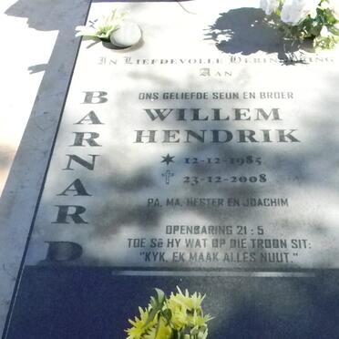 BARNARD Willem Hendrik 1985-2008