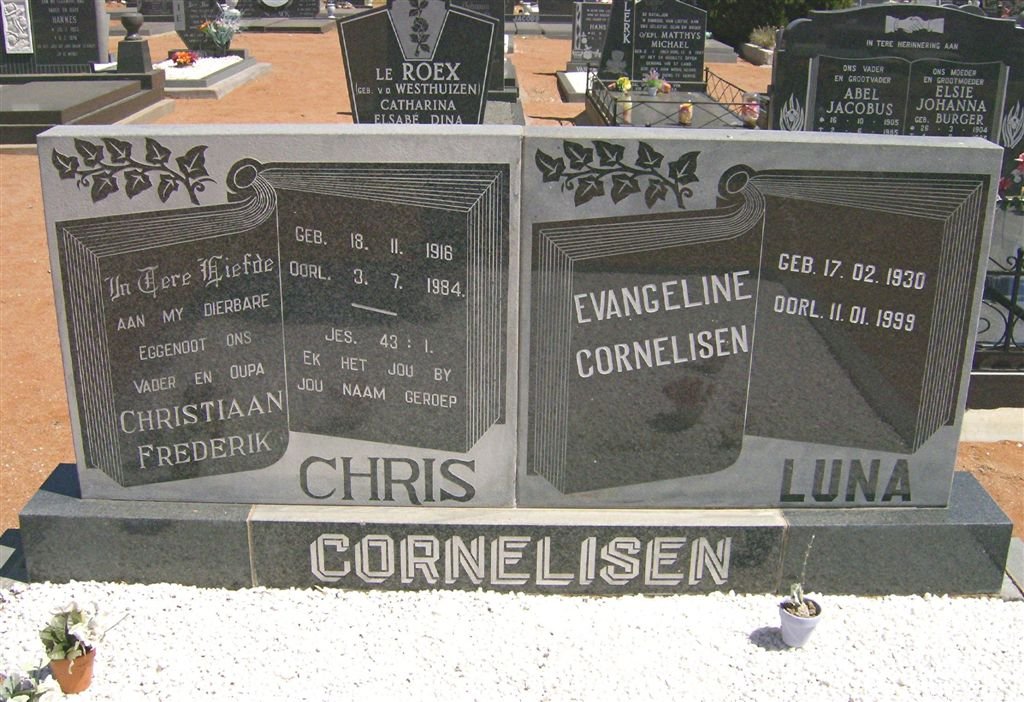 CORNELISEN Christiaan Frederik 1916-1984 &amp; Evangeline 1930-1999