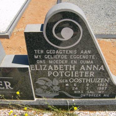 FABER Elizabeth Anna Potgieter nee OOSTHUIZEN 1923-1987