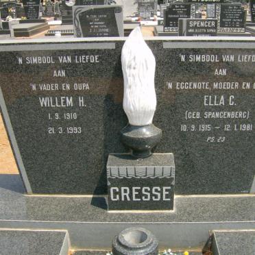 GRESSE Willem H. 1910-1993 &amp; Ella C. SPANGENBERG 1915-1981