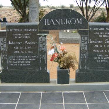 HANEKOM Johannes Andries 1917-1974 &amp; Hendrina Susanna 1925-1986