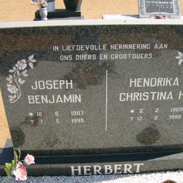 HERBERT Joseph Benjamin 1907-1995 &amp; Hendrika Christina H. 1909-1995